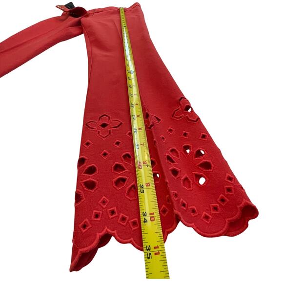 Derek Lam 10 Crosby Cropped Red Flare Pants Eyelet Hem  2P - Picture 7 of 12